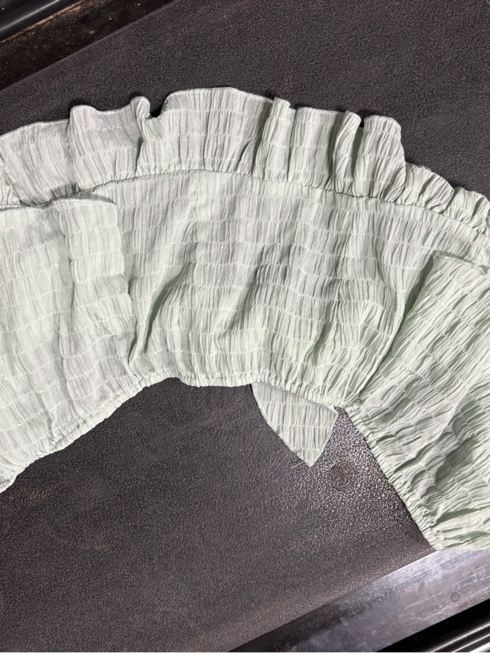 SHEIN Mint Green Smocked Off-Shoulder Crop Top